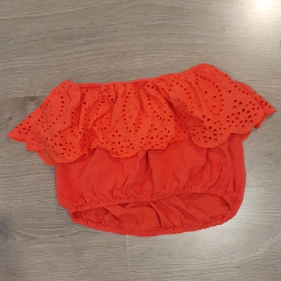 Abercrombie Strapless Ruffle Coral Red Crop - Picture 4 of 4